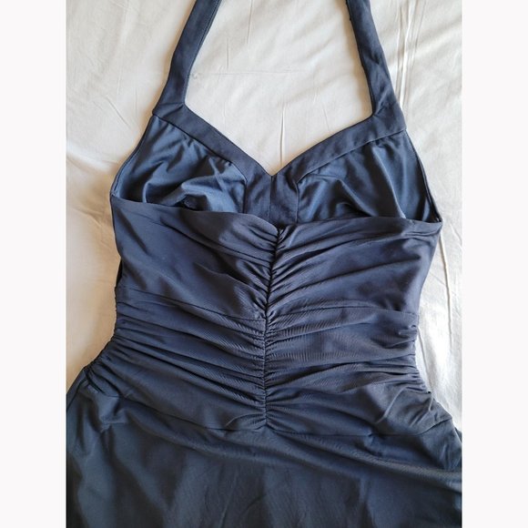 NWOT BCBGMaxAzria Navy Beaded Sequins Halter Evening Dress - Picture 11 of 13